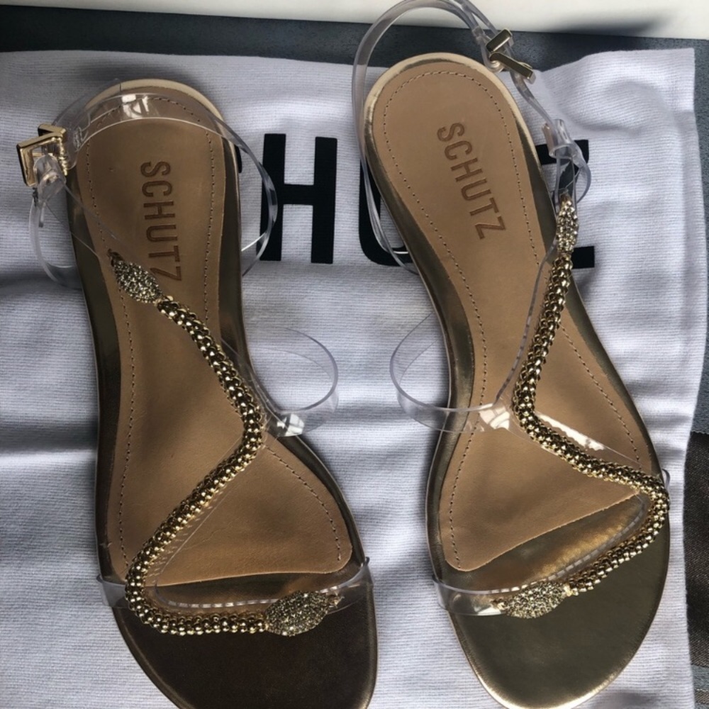 Designer SCHUTZ gold embellished sandals - Picture 5 of 6